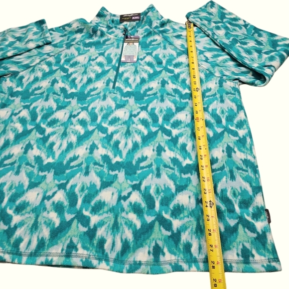 NEW Eddie Baurer Women's 1/4 Zip Pullover Teal/Aqua/White Polar Fleece - Picture 12 of 13